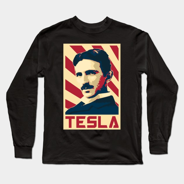 Nikola Tesla Retro Long Sleeve T-Shirt by Nerd_art